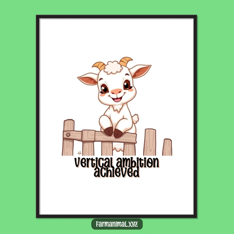 Funny Goat Climbing Fence Poster - Wall Art for Mischievous Goaty Decor Lovers