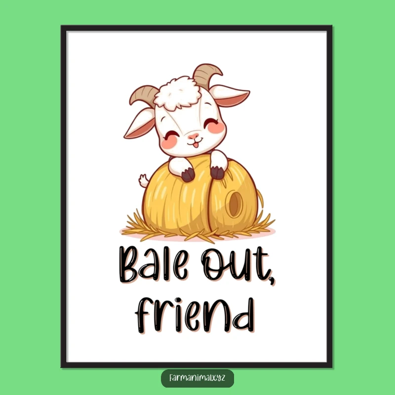 Funny Goat Headbutting Poster - Hilarious Farm Animal Art