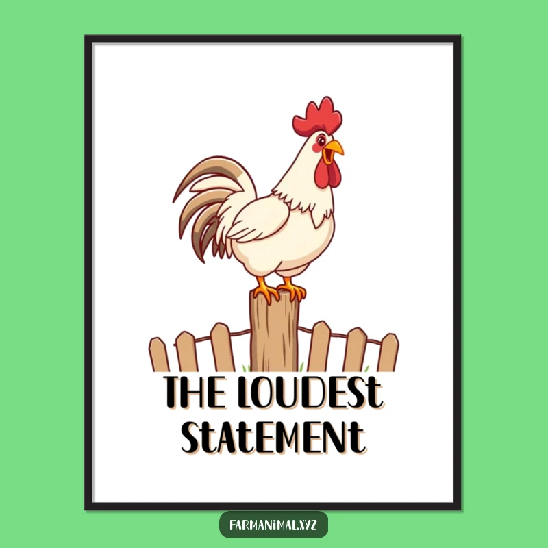 Funny Rooster Crowing Poster: Bring Morning Energy to Your Walls