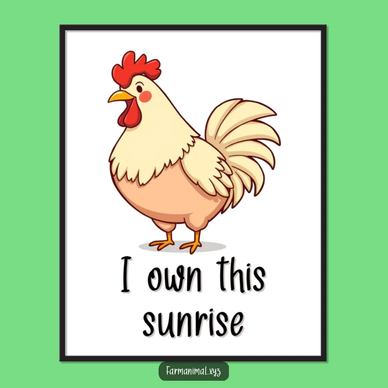 Funny Rooster Poster - Vibrant Crowing Art Print, Hilarious Wall Decor Gift