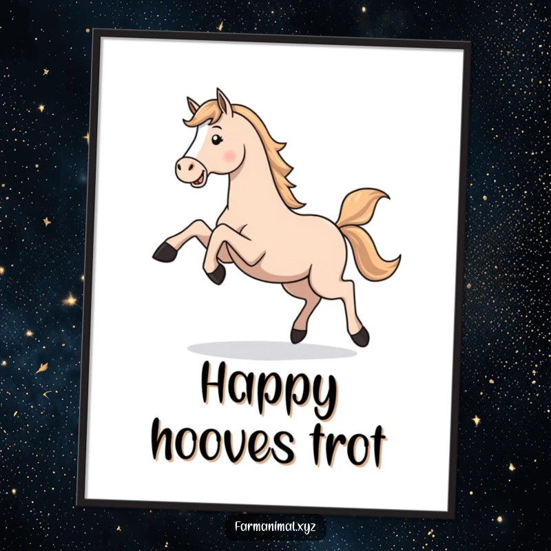 Funny Horse Gallop Poster: A majestic horse kicking its legs high in a playful gallop, capturing movement and freedom.