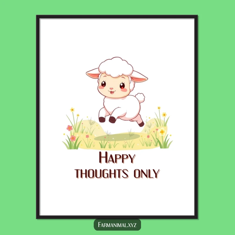 Funny Lamb Skipping Poster: Bring Joyful Meadow Vibes to Your Walls