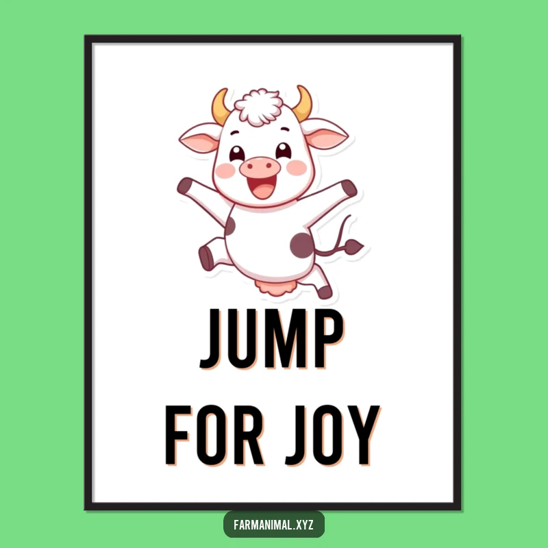 Funny Jumping Cow Poster - Joyful Farm Animal Wall Art, Perfect Gift