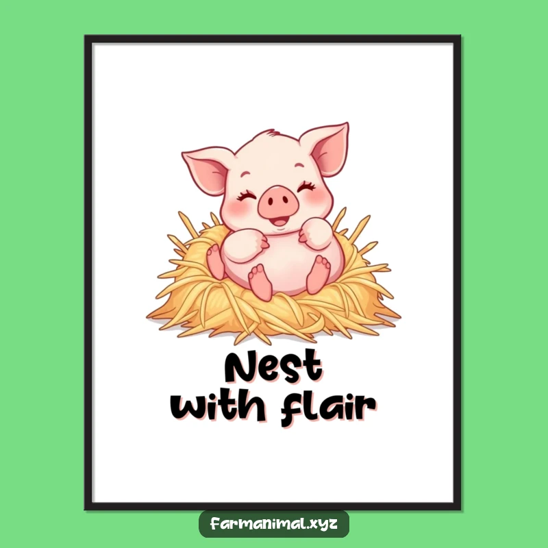 Funny Piglet Rolling Straw Poster - Instant Joyful Decor