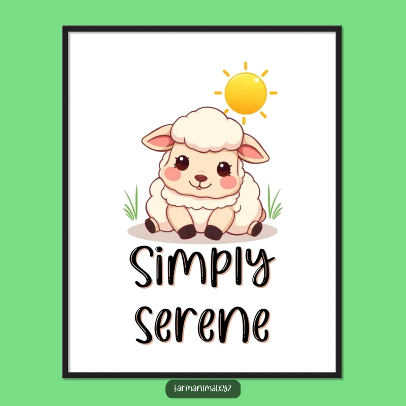 Funny Content Sheep Poster: Sunny Sky Rest, Relaxing Funny Gift Wall Art