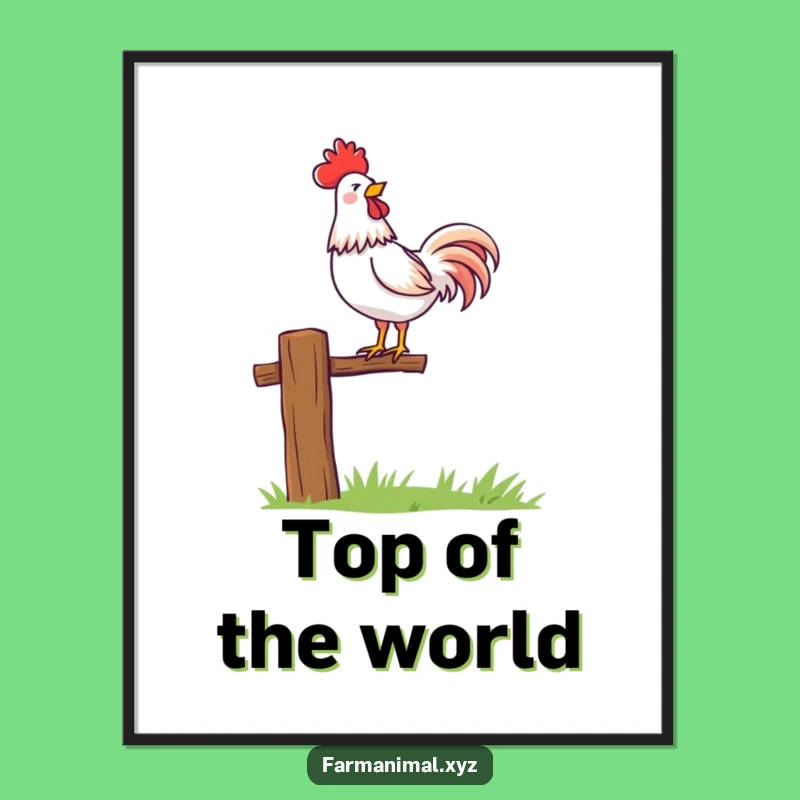 Funny Rooster Crowing Poster: Vibrant Morning Art!