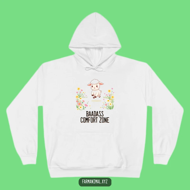 Funny Lamb Meadow Skip Hoodie: Cozy Playful Animal Wear, Ideal Gift for Warm Hearts