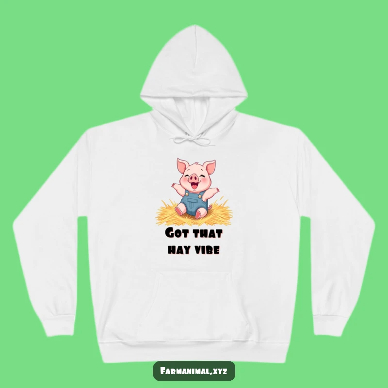 Funny Piglet Rolling Hoodie - Cozy Overalls Farm Animal for Humorous Warmth