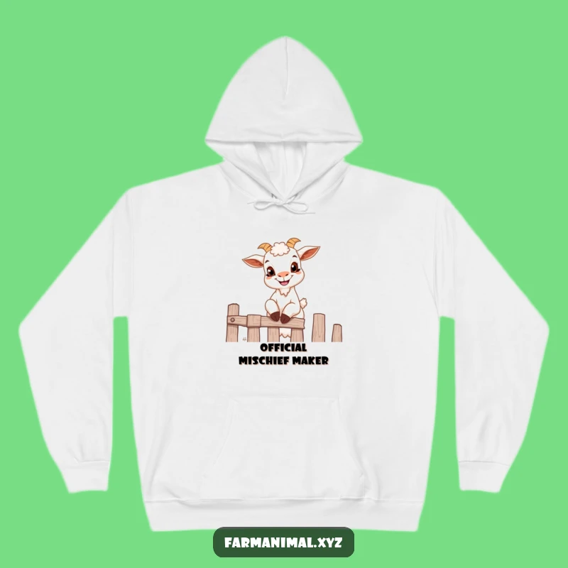 Funny Goat Climbing Fence Hoodie - Cozy Mischief Sweater for Goaty Fanatics