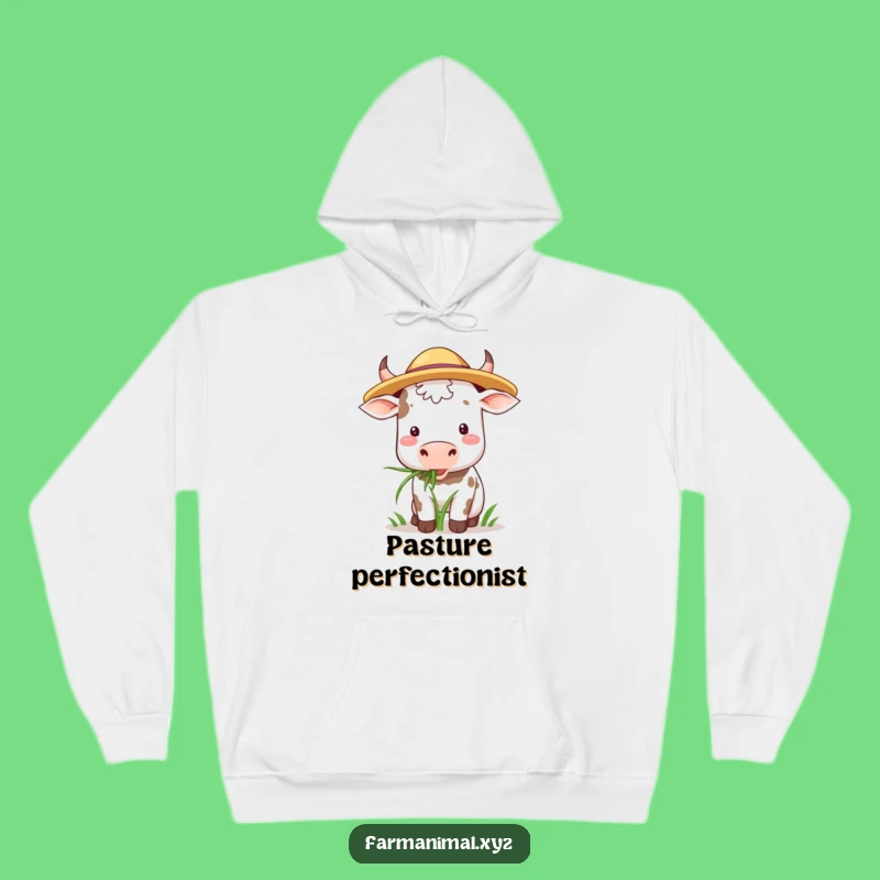 Funny Cow Hat Hoodie: Cozy Grazing Bovine Straw Hat Sweatshirt Gift