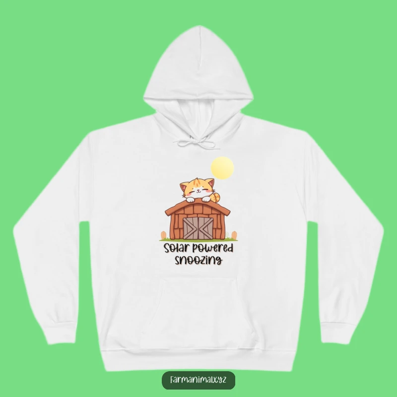 Funny Cat Napping Barn Roof Hoodie - Cozy Feline Sweatshirt for Cat Lovers
