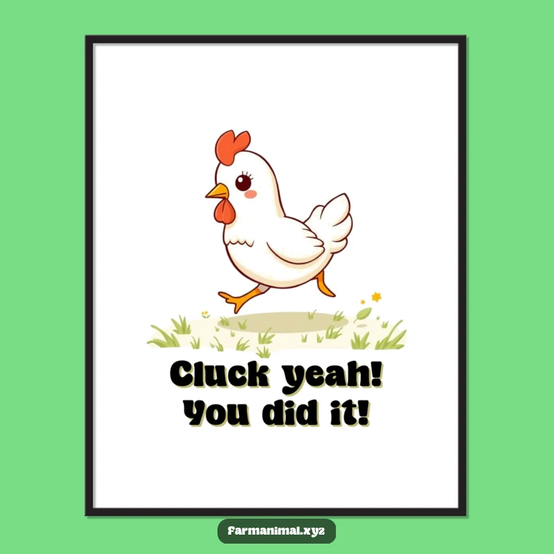 Free Printable Wall Art: Kawaii Chicken Gallops - Funny Animal Decor Download!
