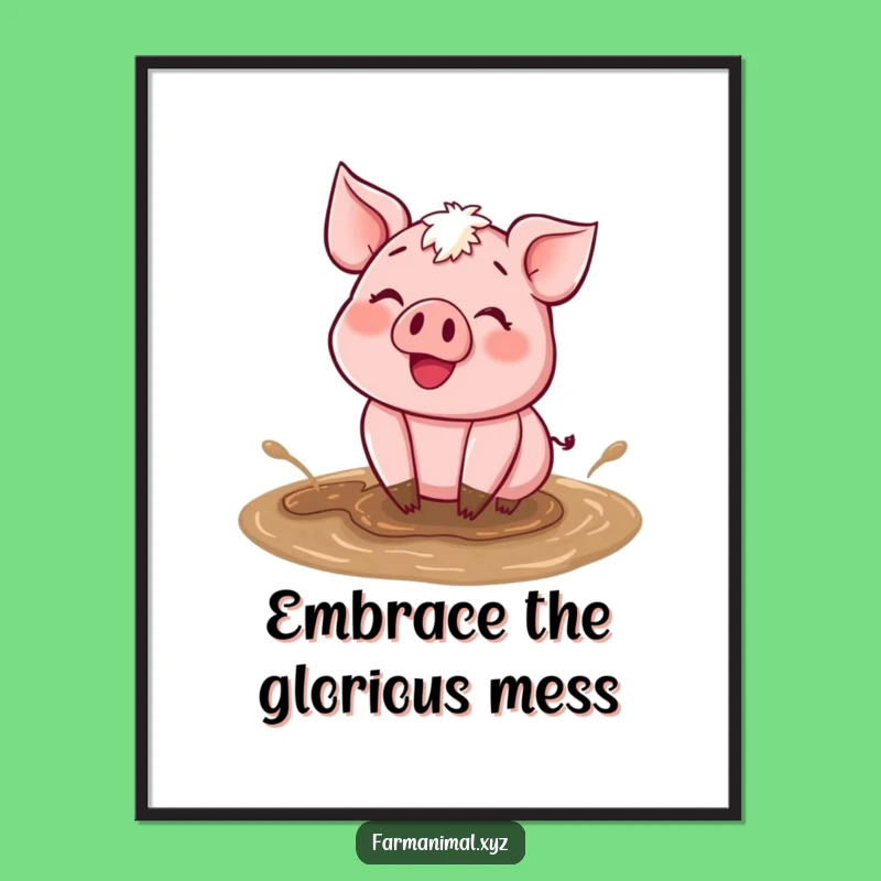 Funny Free Printable Wall Art: Happy Pig Mud Puddle Joy!
