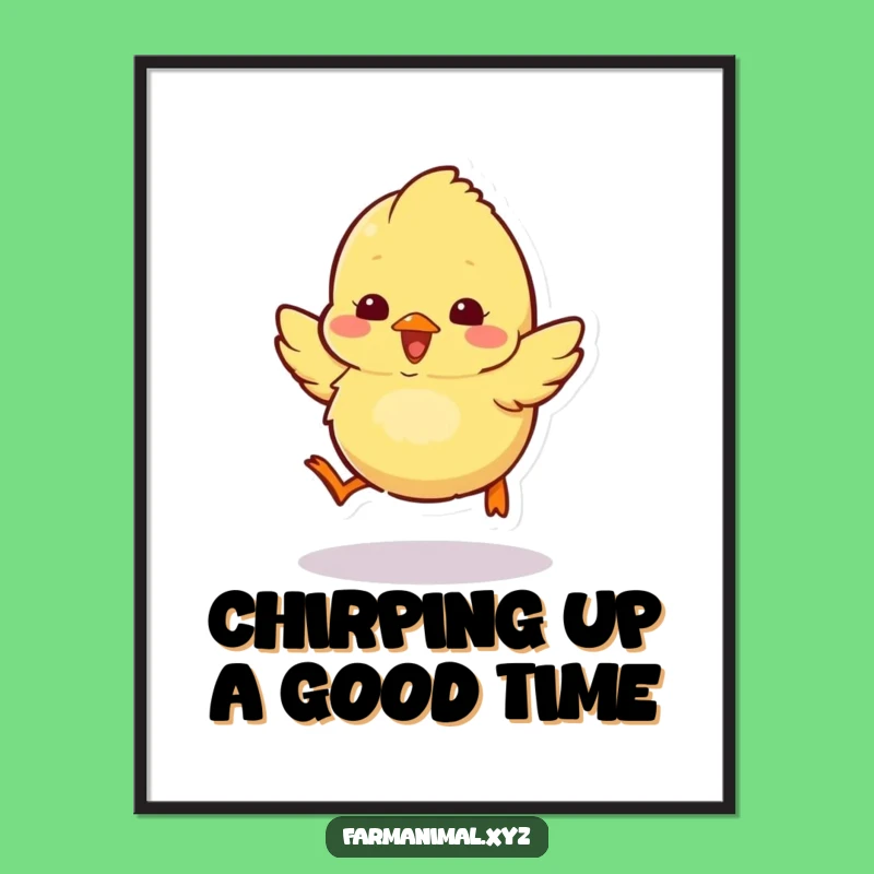 Free Printable Chick Wall Art: Excited Hop Funny Downloadable Decor for a Cheerful Space