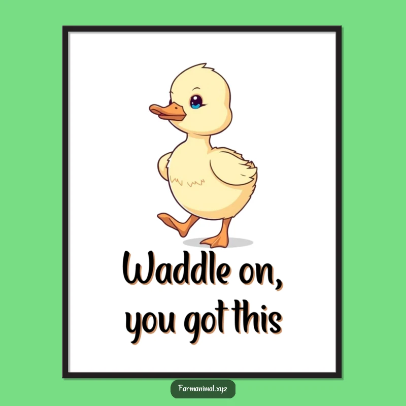 Free Printable Wall Art: Determined Duckling Waddles - Funny Animal Art Download!