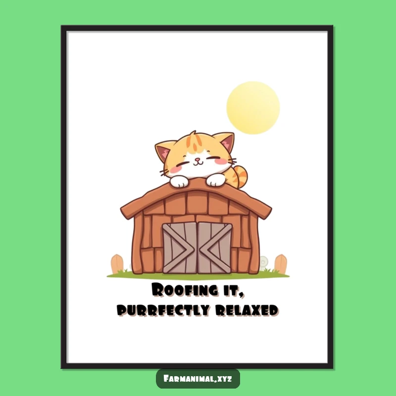 Free Printable Wall Art Funny Cat Sunbathing - Downloadable Cozy Art Gift