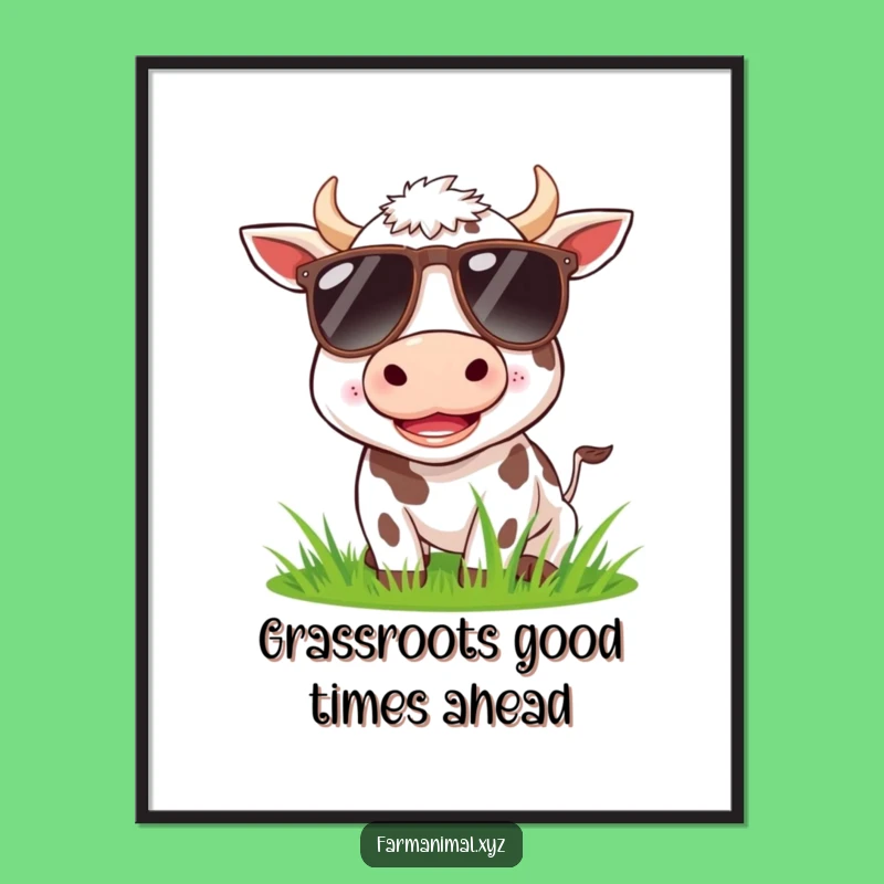 Free Printable Wall Art: Funny Cow with Sunglasses, Humorous Downloadable Decor