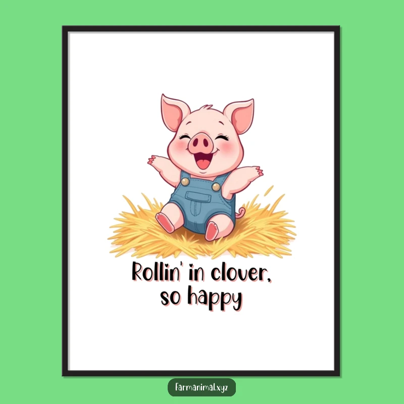 Free Printable Wall Art: Piglet in Hay, Humorous Farm Animal Decor