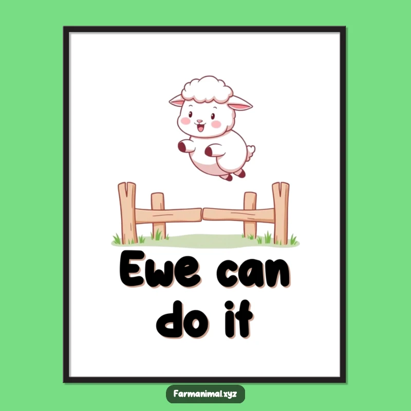 Funny Free Printable Wall Art: Jumping Sheep, Humorous Downloadable Decor for a Whimsical Space