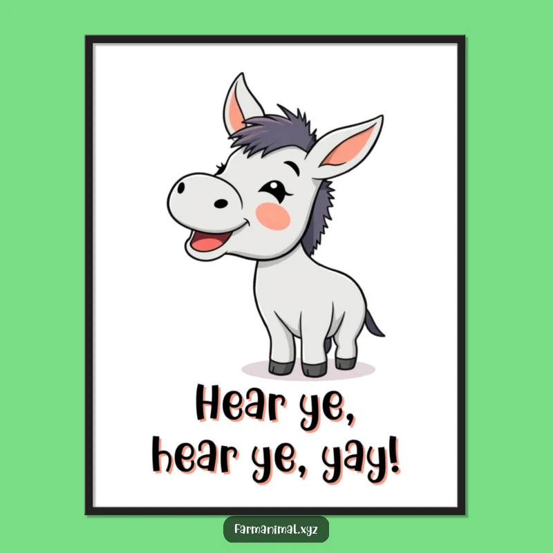 Free Printable Funny Donkey Wall Art: Joyful Braying Donkey Art Downloadable Decor Gift Idea