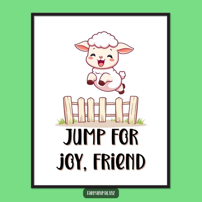 Free Printable Wall Art: Leaping Lamb Delight - Funny Farm Art Download!