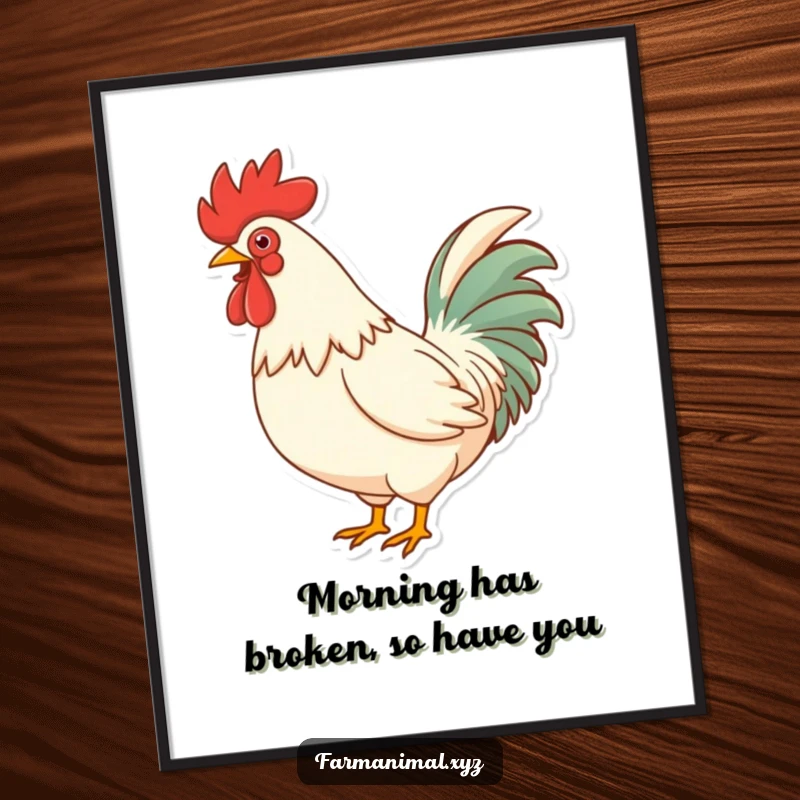 Funny Free Printable Wall Art: A rooster in full crow, chest puffed out, bringing bold farmhouse energy.