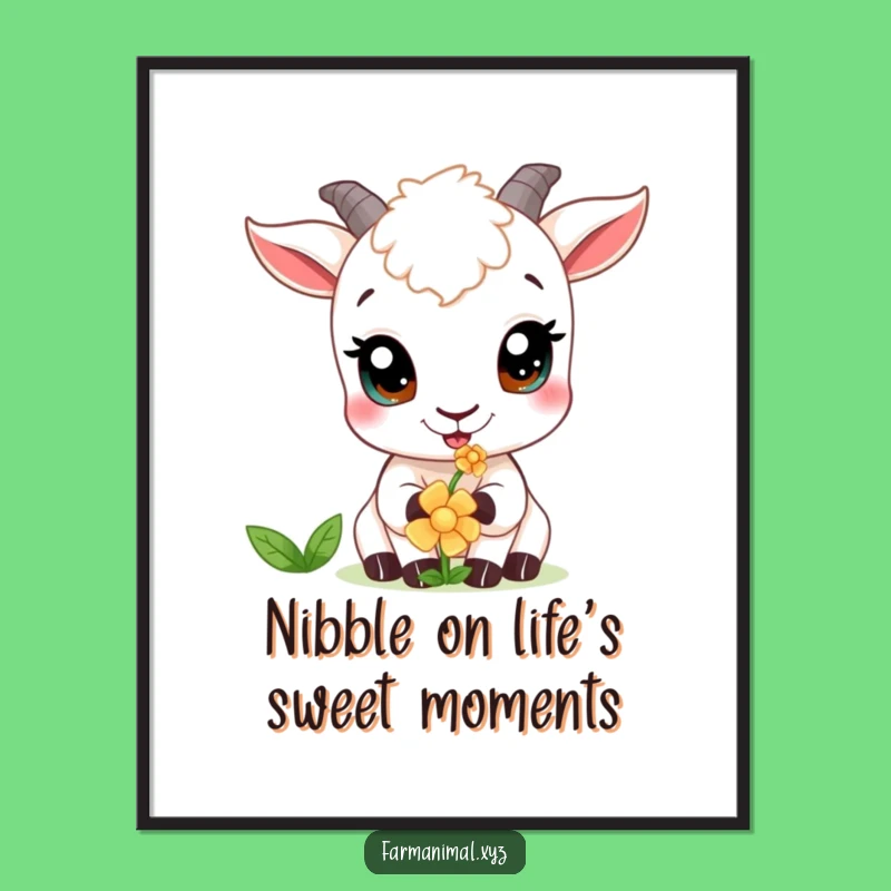 Free Printable Goat Wall Art: Curious Nibble Funny Downloadable Decor for a Whimsical Room