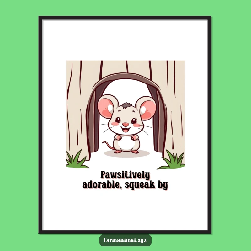 Free Printable Wall Art: Cheerful Mouse Barn Peek, Funny Downloadable Art Gift