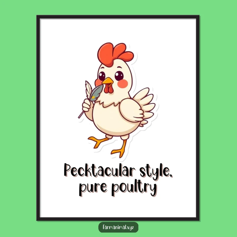 Funny Free Printable Wall Art: Strutting Chicken, Downloadable Decor for a Laugh