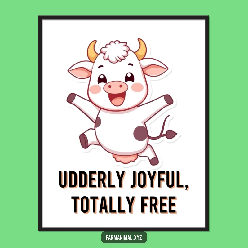 Funny Free Printable Wall Art: Jumping Cow Bliss - Hilarious Downloadable Decor!