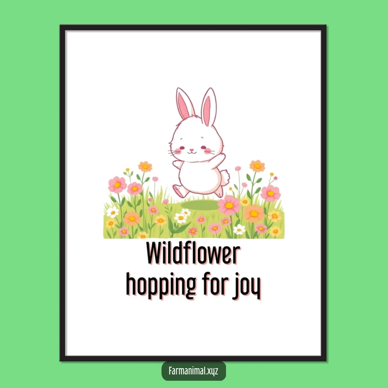 Free Printable Wall Art: Bunny in Wildflowers, Funny Downloadable Decor