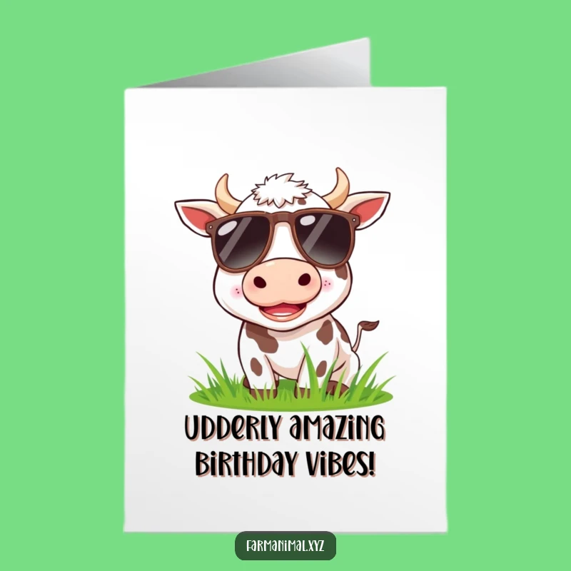 Free Printable Birthday Card: Funny Cow with Sunglasses, Perfect Downloadable Gift