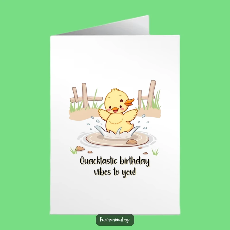 Free Printable Birthday Card: Funny Duckling Splashing, Joyful Downloadable Gift