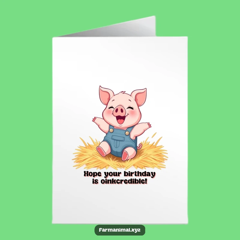 Free Printable Birthday Card: Happy Piglet Rolling, Farm Fun DIY Gift