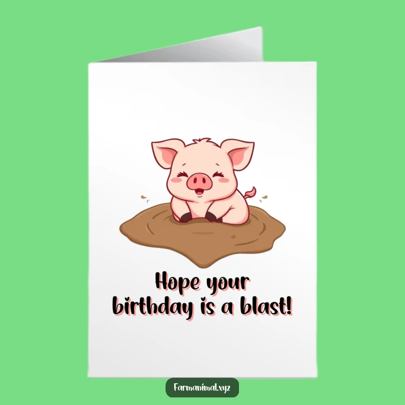 Free Printable Birthday Card: Piggy Heart Mud Puddle for a Joyful Downloadable Gift