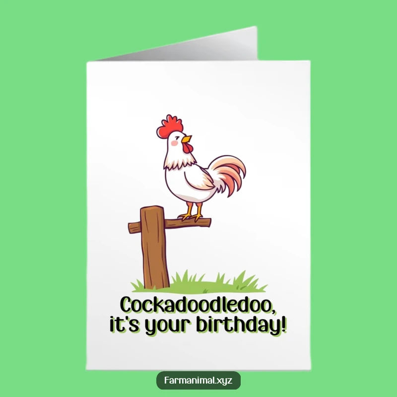 Free Printable Birthday Card: Rooster Crow, Bold Downloadable Gift