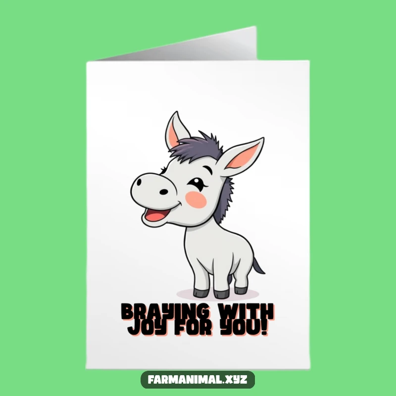 Free Printable Funny Donkey Birthday Card: Joyful Braying Donkey Birthday Greeting Downloadable Gift