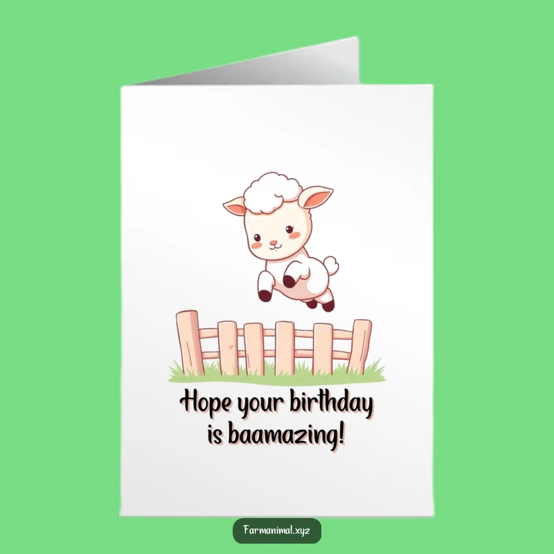 Free Printable Lamb Birthday Card: Playful Leaping Lamb Downloadable Gift for Fun!
