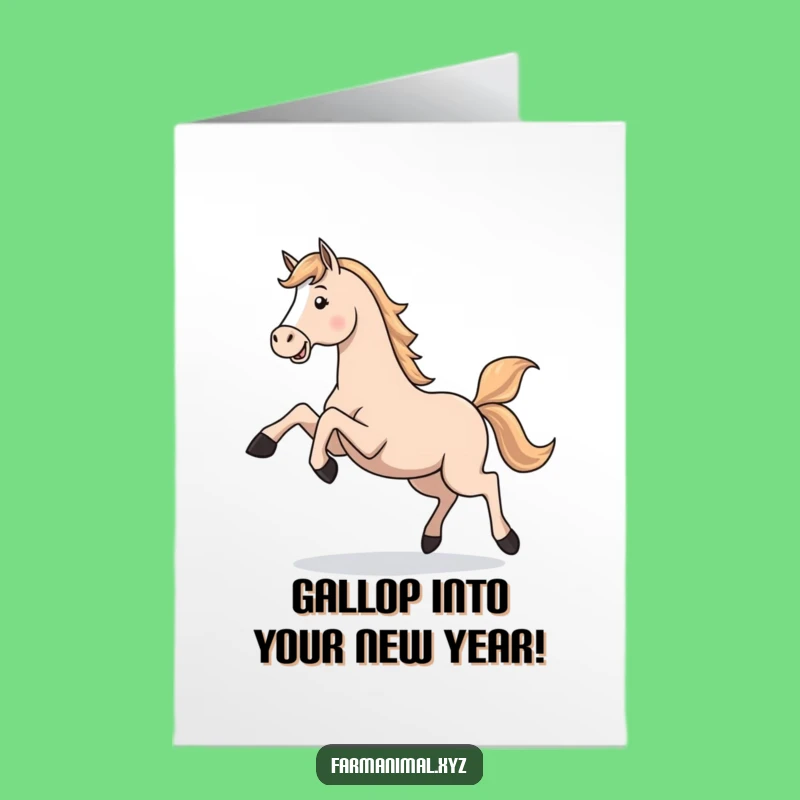Free Printable Birthday Card: Playful Horse Gallop - Funny Downloadable Gift