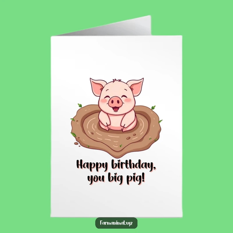 Free Printable Birthday Card: Pig in Mud Heart for a Joyful Downloadable Gift