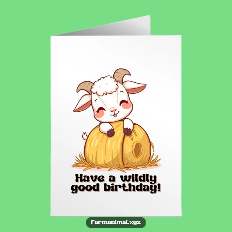 Free Printable Birthday Card: Goofy Goat Headbutt, Fun Times Guaranteed Downloadable Gift