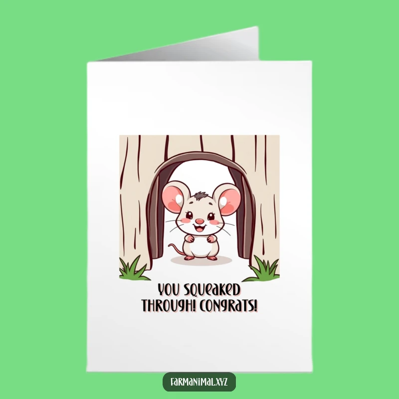 Free Printable Congrats Card: Cute Mouse Barn Peek, Funny Downloadable Gift