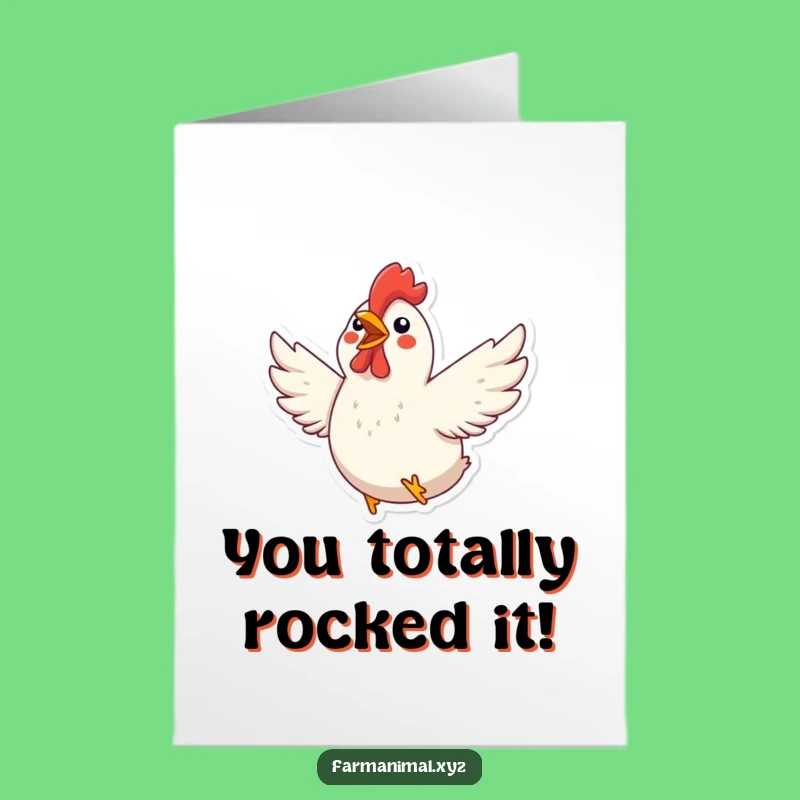 Free Printable Congrats Card: Enthusiastic Chicken, Downloadable Gift for Big Wins