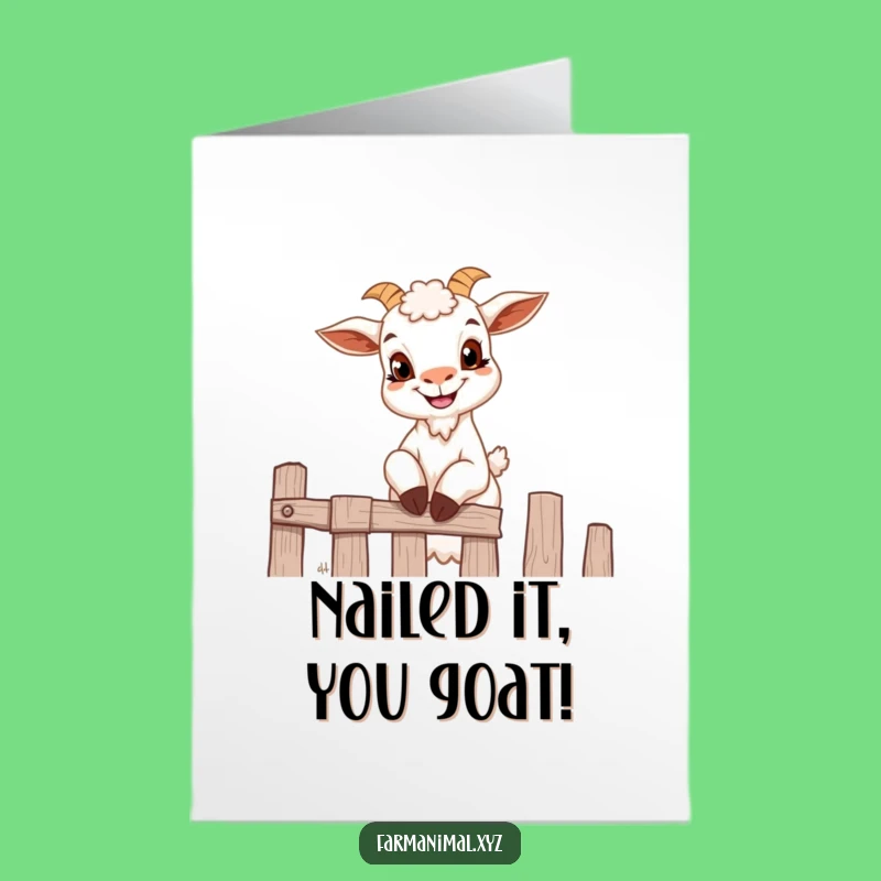 Free Printable Congrats Card Funny Goat Fence Climber - Downloadable Success Gift