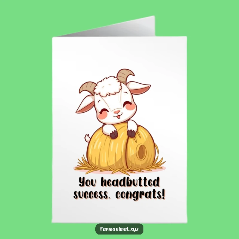 Free Printable Congrats Card: Goat's Winning Headbutt, Celebrate Big Downloadable Gift