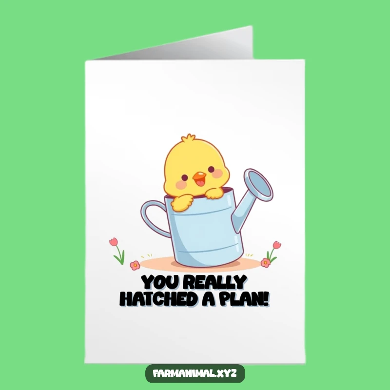 Free Printable Congrats Card: Humorous Chick Watering Can, DIY Downloadable Celebration
