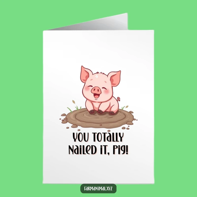 Free Printable Congrats Card: Muddy Piglet Joy - Perfect Downloadable Gift!