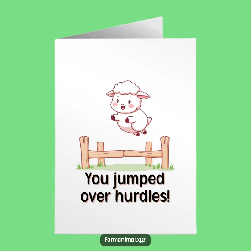 Free Printable Congrats Card: Playful Sheep, Downloadable Gift for Overcoming Obstacles
