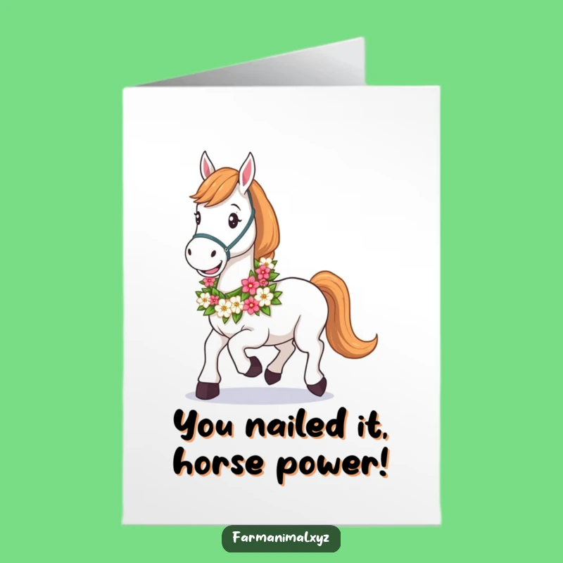 Free Printable Congratulations Card: Happy Horse Floral Garland, Funny Downloadable Gift