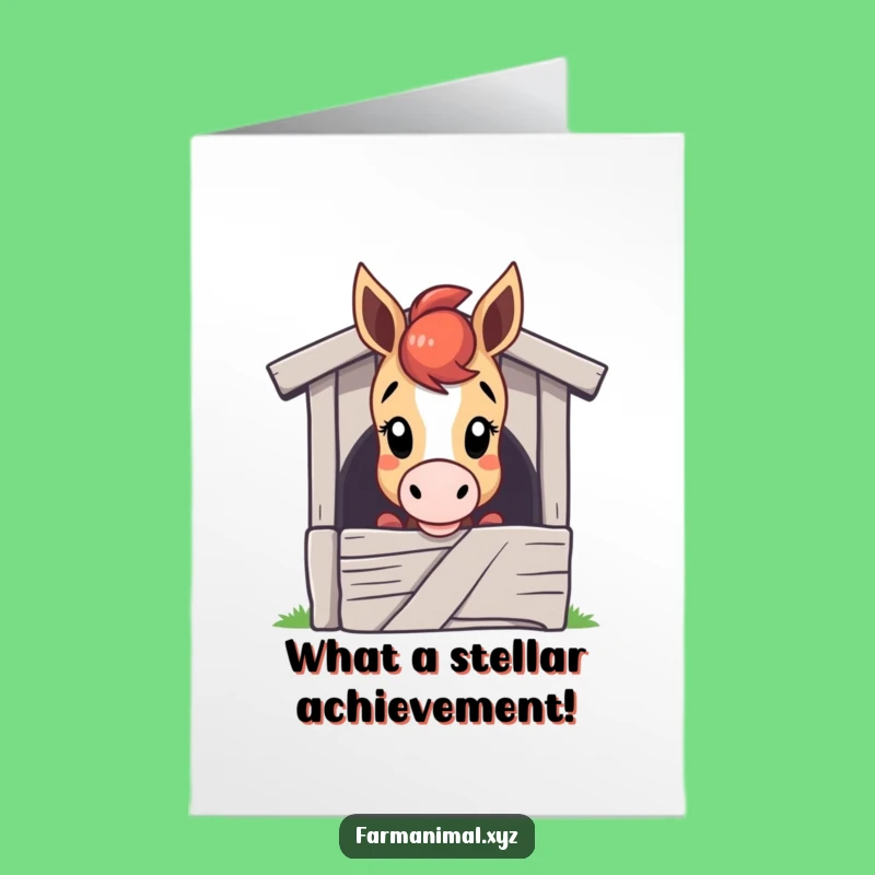 Free Printable Congratulations Card: Horse Peeking, Funny Downloadable for Wins